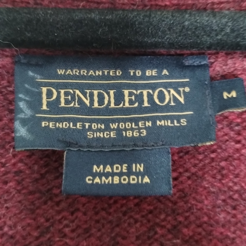 Pendleton Burgundy Shetland Wool Cardigan Sweater Men's Size Medium - Picture 5 of 6